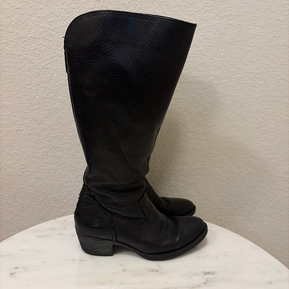 Born Bitsy Black Leather Riding Boots
